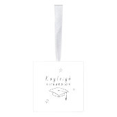 白黒手描き卒業写真ブロック キューブオーナメント (右)