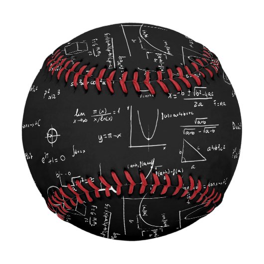 白黒手書き数式アカデミック 野球ボール (裏面)