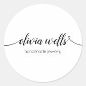 白黒手書き文字書 ラウンドシール (正面)