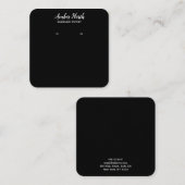 白黒手書道書のイヤリング スクエア名刺 (正面/裏面)