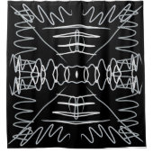 白黒抽象デザイン シャワーカーテン (正面)