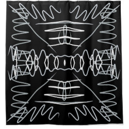 白黒抽象デザイン シャワーカーテン