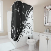 白黒抽象デザイン シャワーカーテン (インサイチュ)