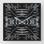 白黒抽象デザイン スクエア壁時計 (正面)