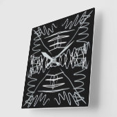 白黒抽象デザイン スクエア壁時計 (傾斜)