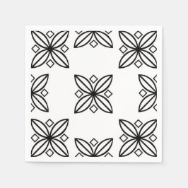 白黒抽象デザイン スタンダードカクテルナプキン