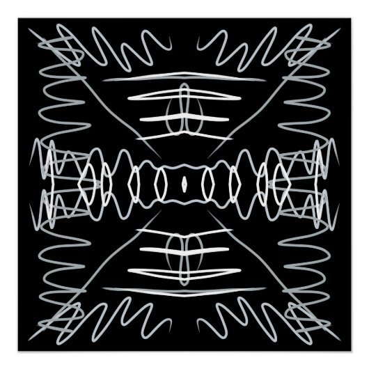 白黒抽象デザイン ポスター (正面)