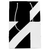 白黒抽象デザイン ミディアムペーパーバッグ (正面)