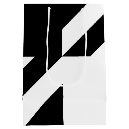 白黒抽象デザイン ミディアムペーパーバッグ (裏面)