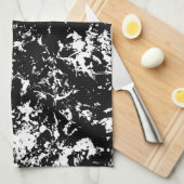白黒抽象氷の形成 キッチンタオル (四つ折り)