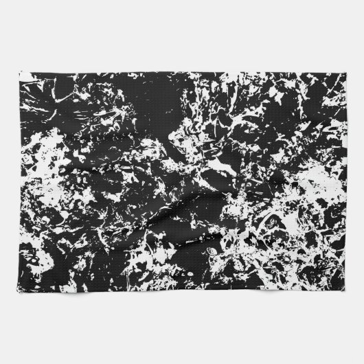 白黒抽象氷の形成 キッチンタオル (横)
