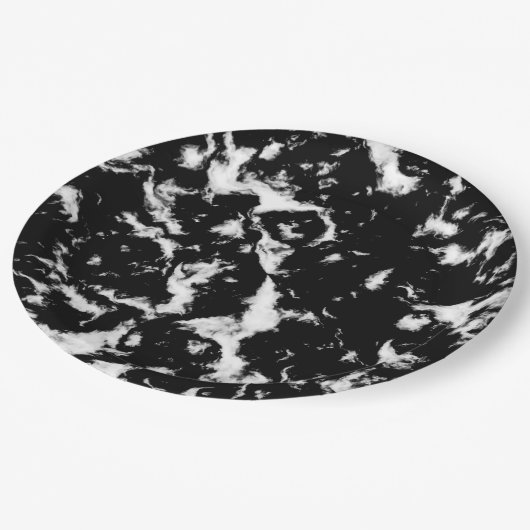 白黒抽象的でグランジな大理石- ペーパープレート (アングル)