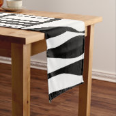 白黒抽象的なテーブルのランナー ショートテーブルランナー (インサイチュ)