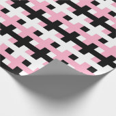 白黒抽象的なピンク ラッピングペーパー (角)