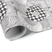 白黒抽象的な落書きの包装紙 ラッピングペーパー (ロールコーナー)