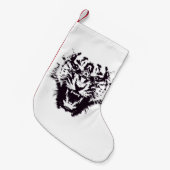 白黒抽象芸術によってぎざぎざに切られる怒っているトラ スモールクリスマスストッキング (正面 (吊り時))