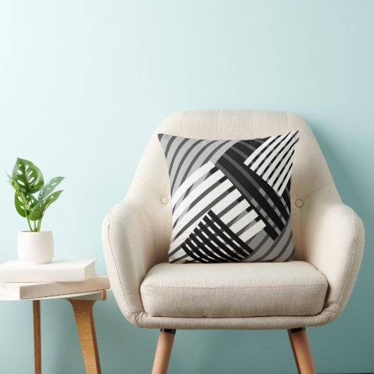 白黒抽象芸術のストライプの装飾用クッション クッション (椅子)