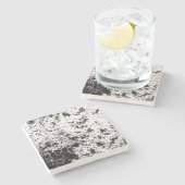 白黒抽象芸術の汚れ「雲」の形成 ストーンコースター (横)