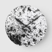 白黒抽象芸術の汚れ「雲」の形成 ラウンド壁時計 (正面)