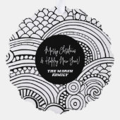 白黒抽象芸術の着色 – クリスマスフォト オーナメントカード (裏面)