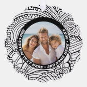 白黒抽象芸術の着色 – クリスマスフォト オーナメントカード (正面)