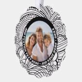 白黒抽象芸術の着色 – クリスマスフォト オーナメントカード (左)