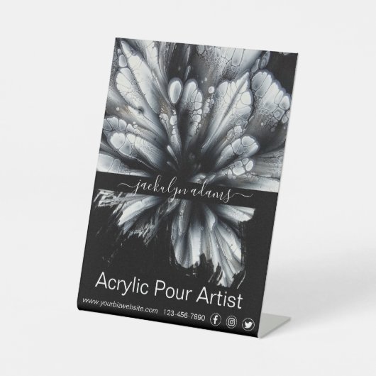 白黒抽象芸術アイコン事業情報 台座サイン (正面)