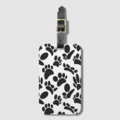白黒抽象芸術アートドッグポープリント ラゲッジタグ (正面縦)