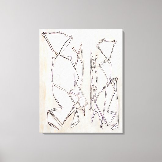 白黒抽象芸術アートモダン – カップル向け キャンバスプリント (正面)