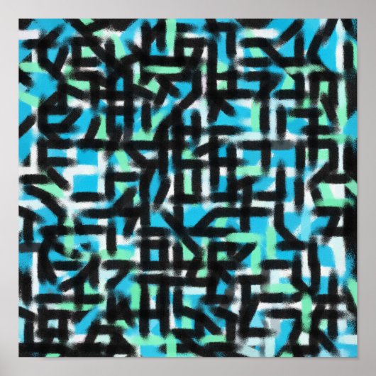 白黒抽象芸術アーモダン絵画ツ ポスター (正面)