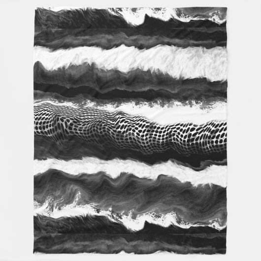 白黒抽象芸術イリュージョンモダンアート フリースブランケット (正面)