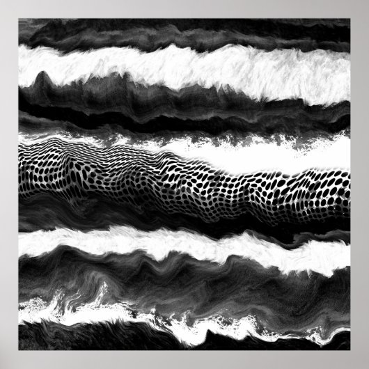 白黒抽象芸術イリュージョンモダンアート ポスター (正面)