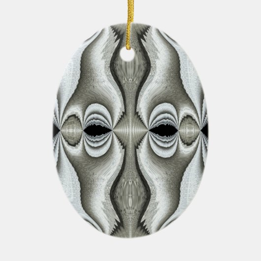 白黒抽象芸術オーナメント2 セラミックオーナメント (正面)