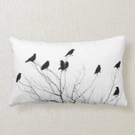 白黒抽象芸術カラス ランバークッション
