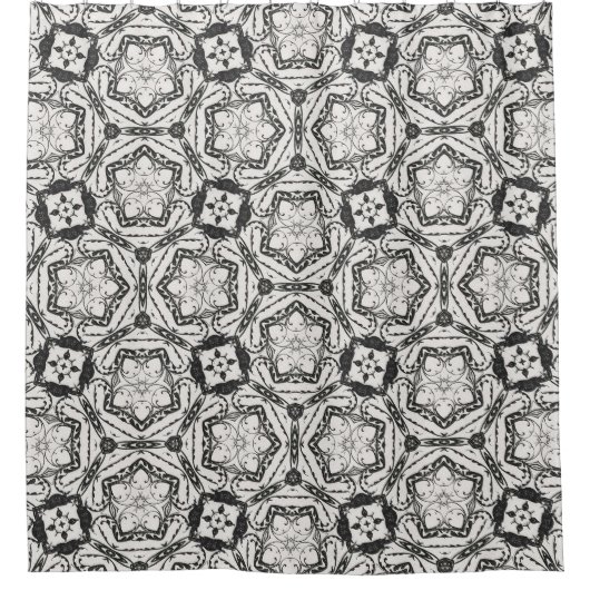 白黒抽象芸術シャワーカーテン シャワーカーテン (正面)