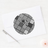 白黒抽象芸術シール ラウンドシール (封筒)