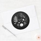 白黒抽象芸術ジオメトリックシカ ラウンドシール (封筒)