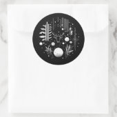 白黒抽象芸術ジオメトリックシカ ラウンドシール (バッグ)