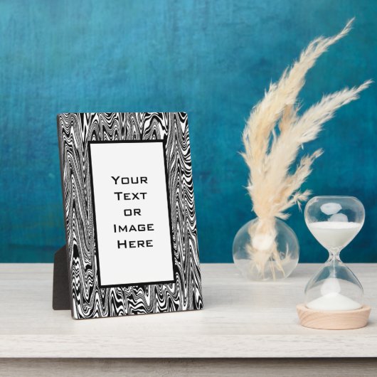 白黒抽象芸術ジグザグ旋回 フォトプラーク (側面)