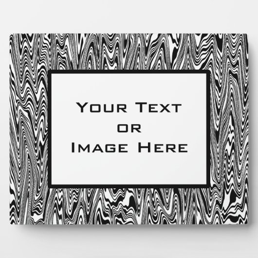 白黒抽象芸術ジグザグ旋回 フォトプラーク (正面)