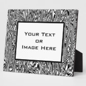 白黒抽象芸術ジグザグ旋回 フォトプラーク (側面)