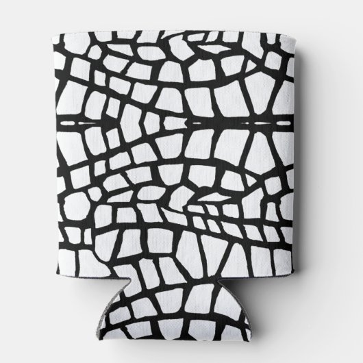 白黒抽象芸術スネークプリントデザインCan Co 缶クーラー (裏面)