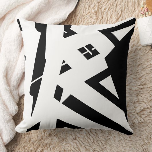 白黒抽象芸術デザイモダンナー クッション (ブランケット)