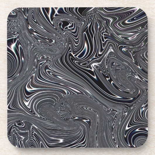 白黒抽象芸術デジタルアート コースター (正面)