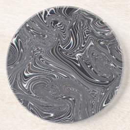 白黒抽象芸術デジタルアート コースター
