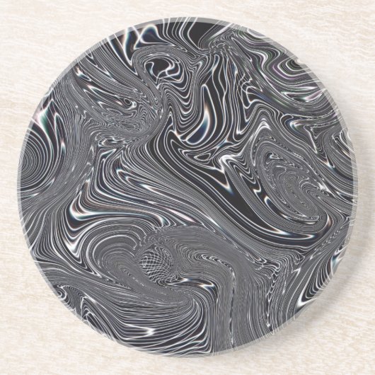 白黒抽象芸術デジタルアート コースター (正面)