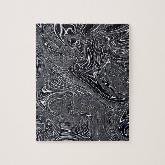 白黒抽象芸術デジタルアート ジグソーパズル (縦)