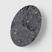 白黒抽象芸術デジタルアート ラウンド壁時計 (傾斜)