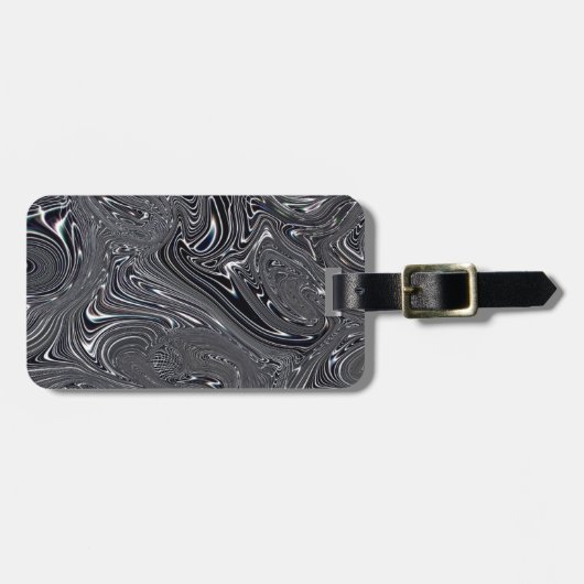 白黒抽象芸術デジタルアート ラゲッジタグ (正面横)