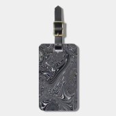 白黒抽象芸術デジタルアート ラゲッジタグ (正面縦)
